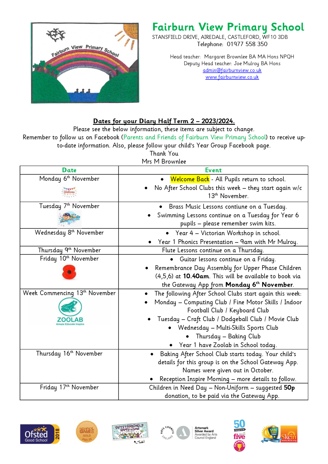 Calendar and Term Dates – Fairburn View Primary School